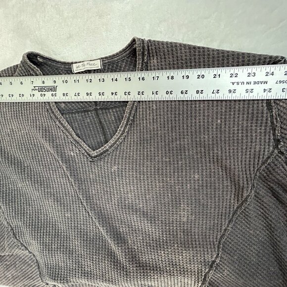 We The Free Womens Coraline Thermal Sweater XS Gray Waffle Knit Pullover Cozy - Picture 4 of 8